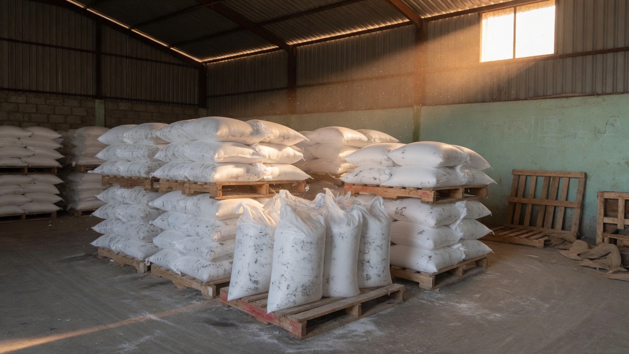 Bagged white sugar.